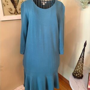 Garnet Hill Teal Long Sleeve Dress